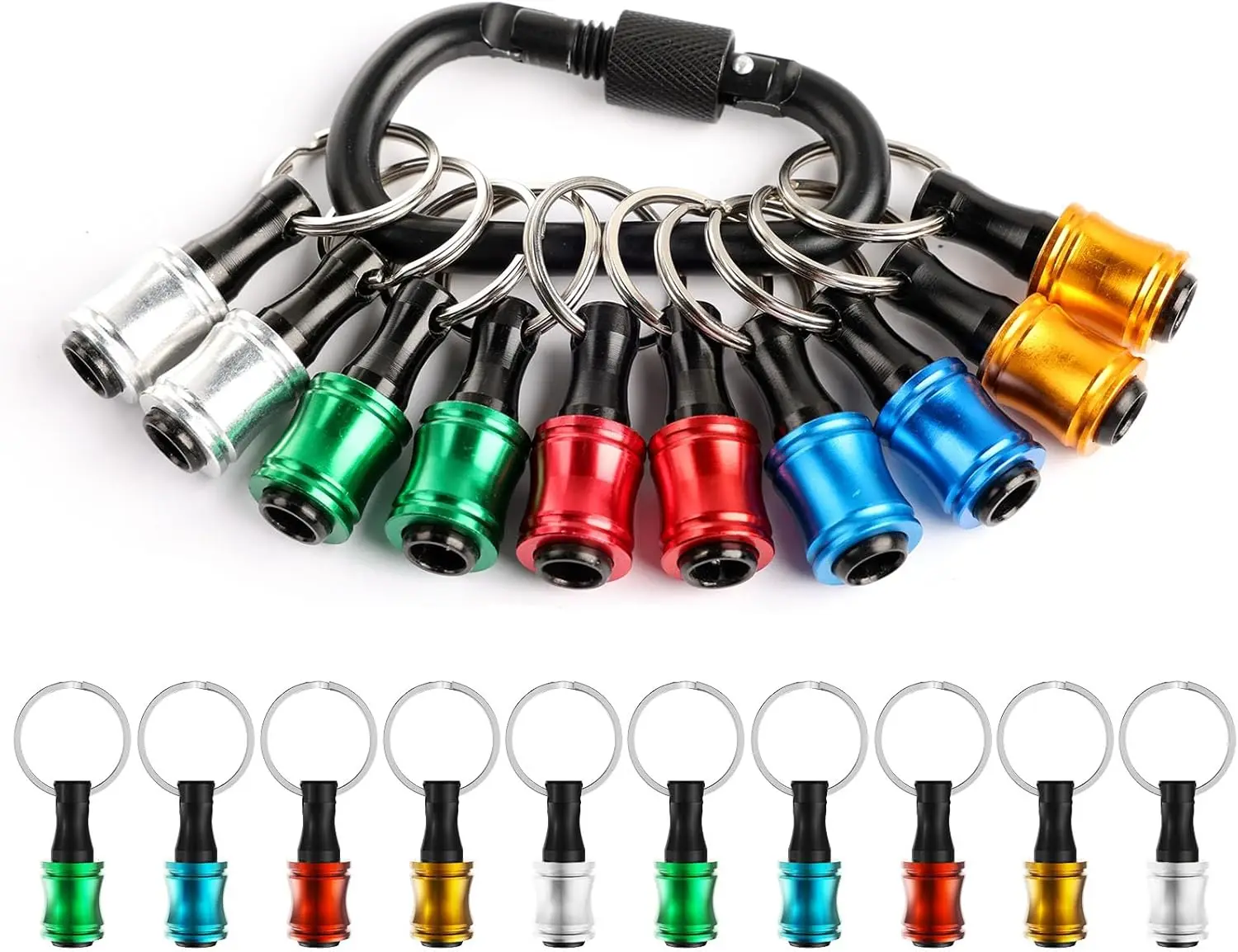 

6/10pcs Colorful Keychain Quick Change Connecting Rod 1/4 Hexagonal Handle Screwdriver Head Socket Conversion Rod Tool Set