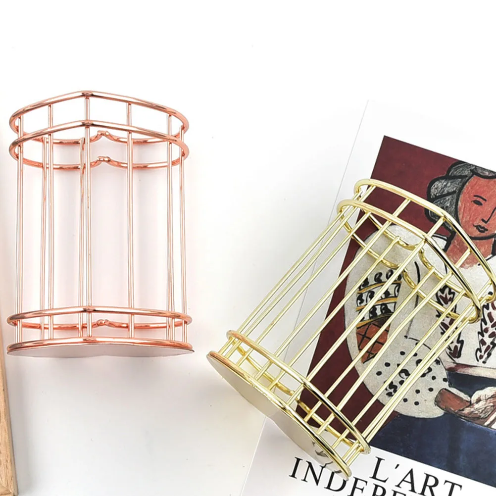 

Heart Shaped Pen Holder Metal Desk Organizer Rose Gold Stationery Container Office Supplies Pencil Bucket Makeup Brush Pot