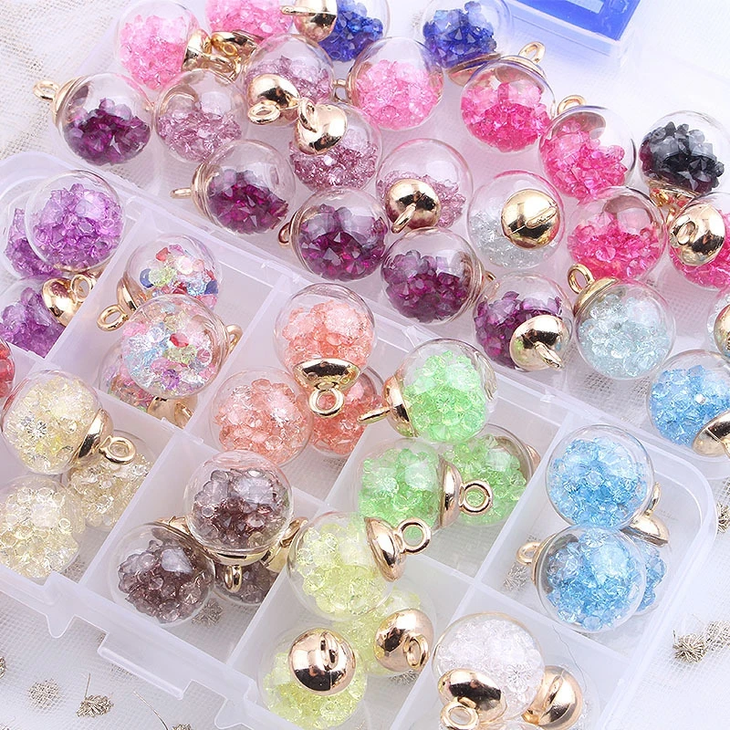 20PCS Transparent Crystal In Glass Ball Charms 16mm Pendants Crafts Making Findings Handmade Jewelry DIY for Earrings Necklace