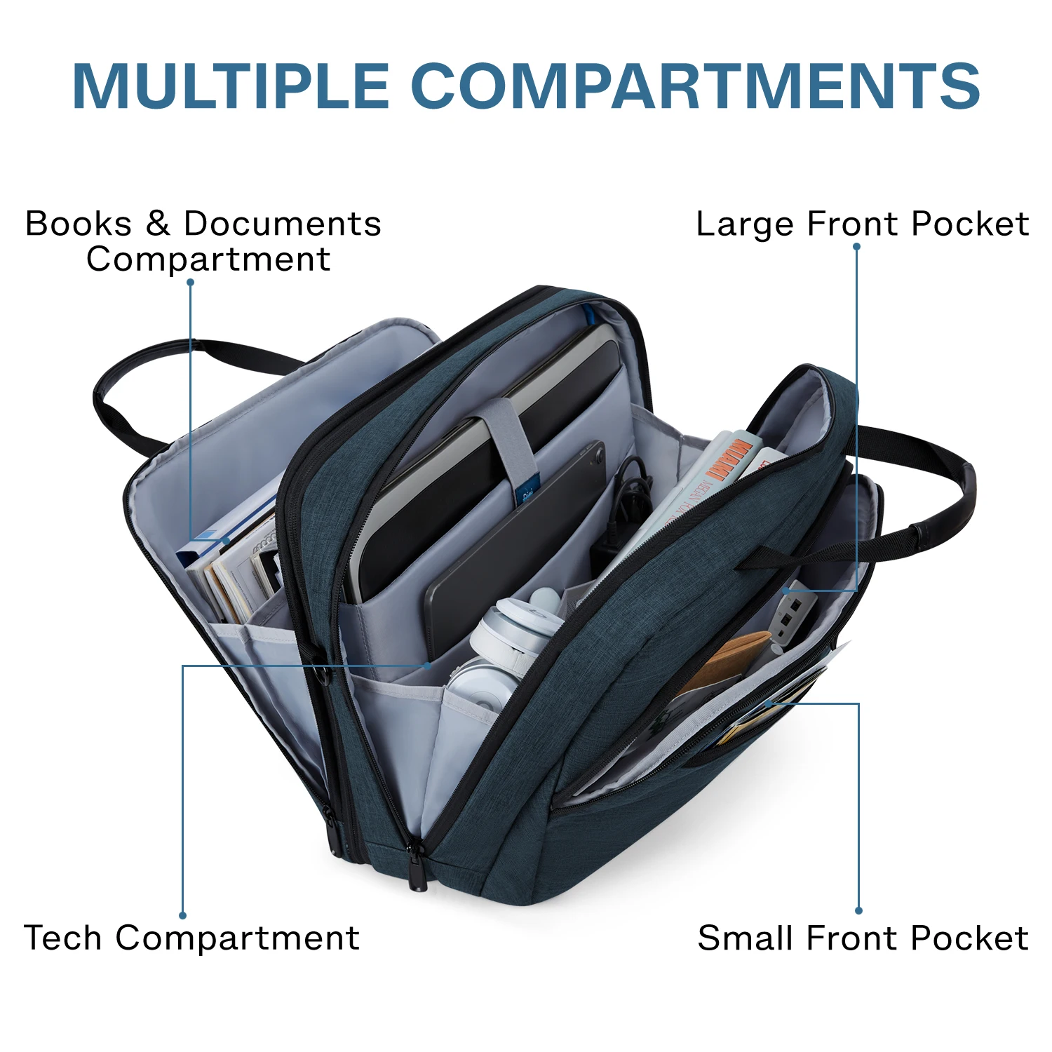 BAGSMART borsa per Laptop da 17.3 pollici borsa per Computer espandibile borsa per Laptop valigetta per Laptop borsa a tracolla per Laptop da lavoro ufficio da viaggio d'affari