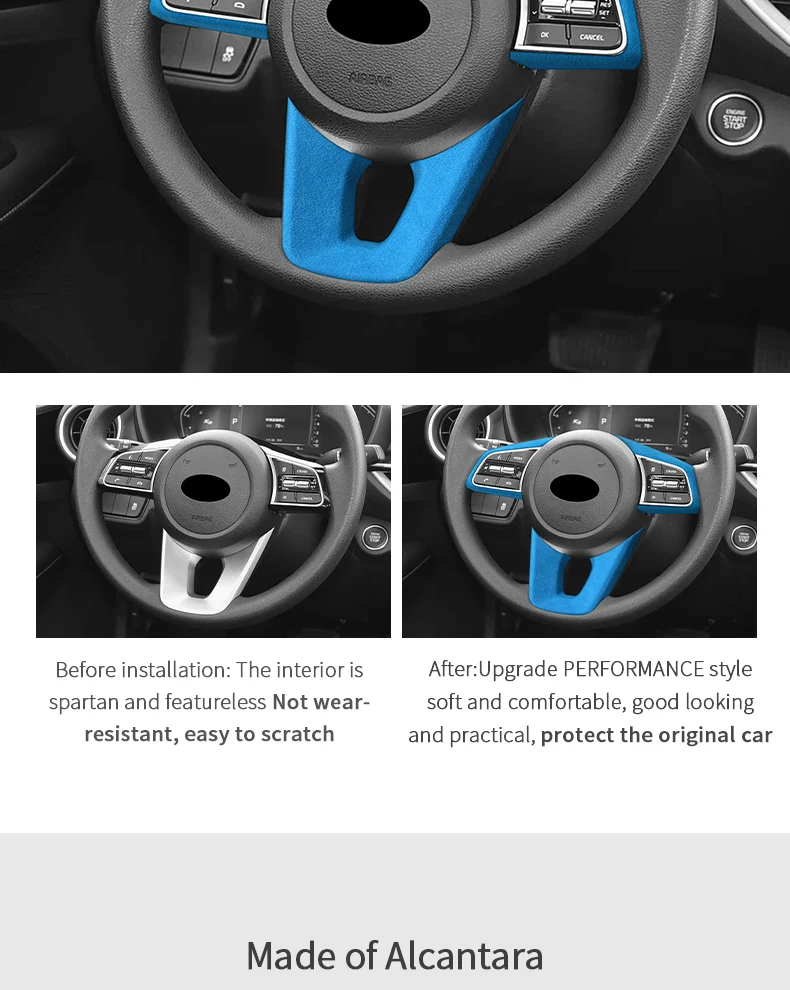 Hochwertiger Lenkradbezug aus Wildleder und ABS für Kia K3 Forte Cerato (2019-2021) + Schalthebelmanschette, Auto-Innenraum-Tuning-Zubehör – Detail 4