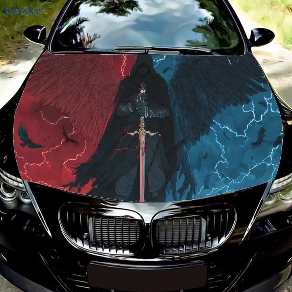 Angel with Wings,Car Hood Decal, Self-Adhesive Waterproof PVC Car hood Sticker,Car Decoration Scratch Resistant Sticker Protecti