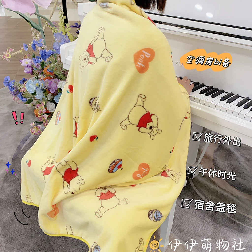 

Мягкое одеяло с медведем Пухом Диснея, фланелевое студенческое офисное одеяло для сна, бархатное одеяло с Винни-Пухом, простыня в общежитии, одеяло