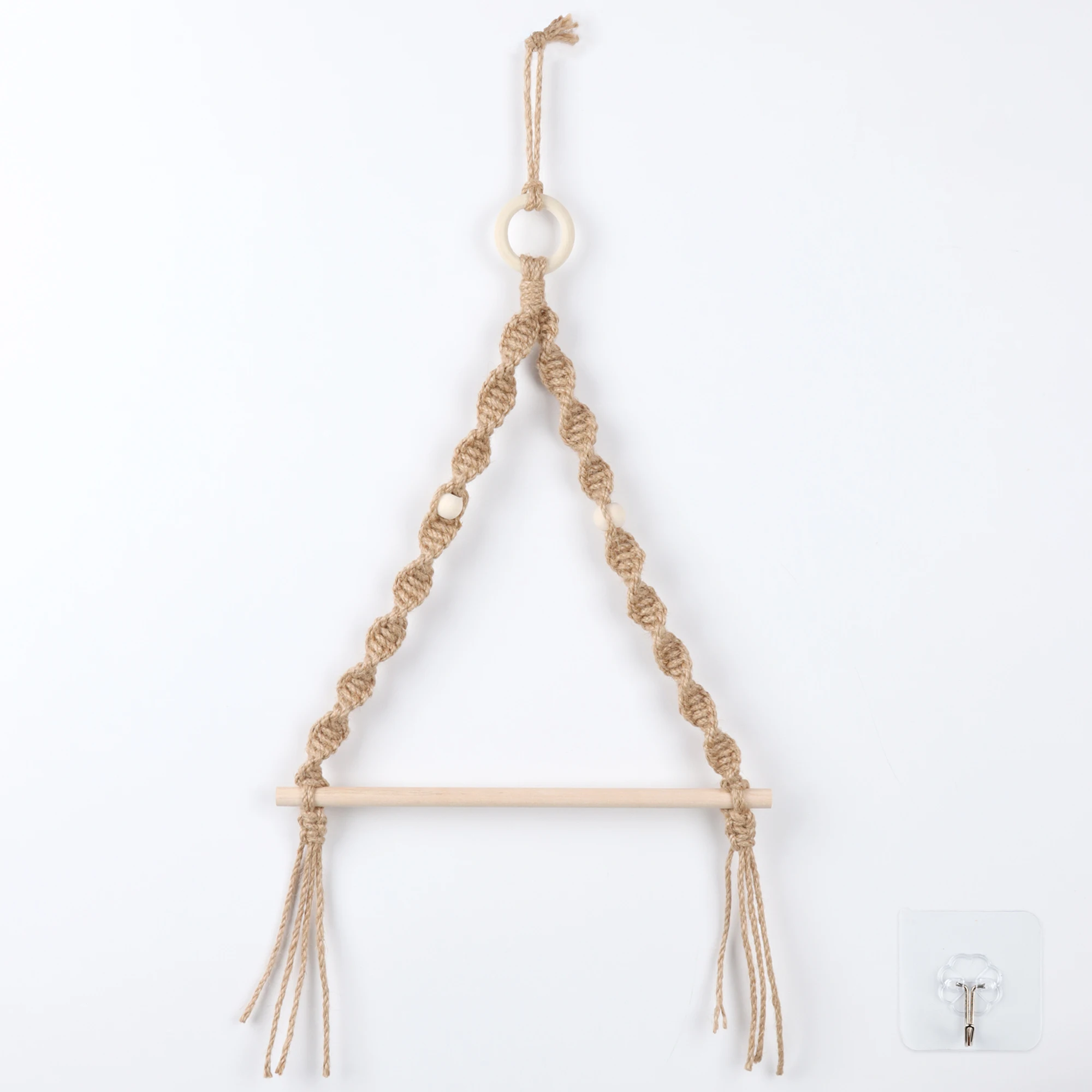 

Bohemian Hand-woven Hemp Wall-mounted Wooden Bead Roll Paper Rack Towel Rack Homestay Tissue Storage Rack Wall Home Decoration