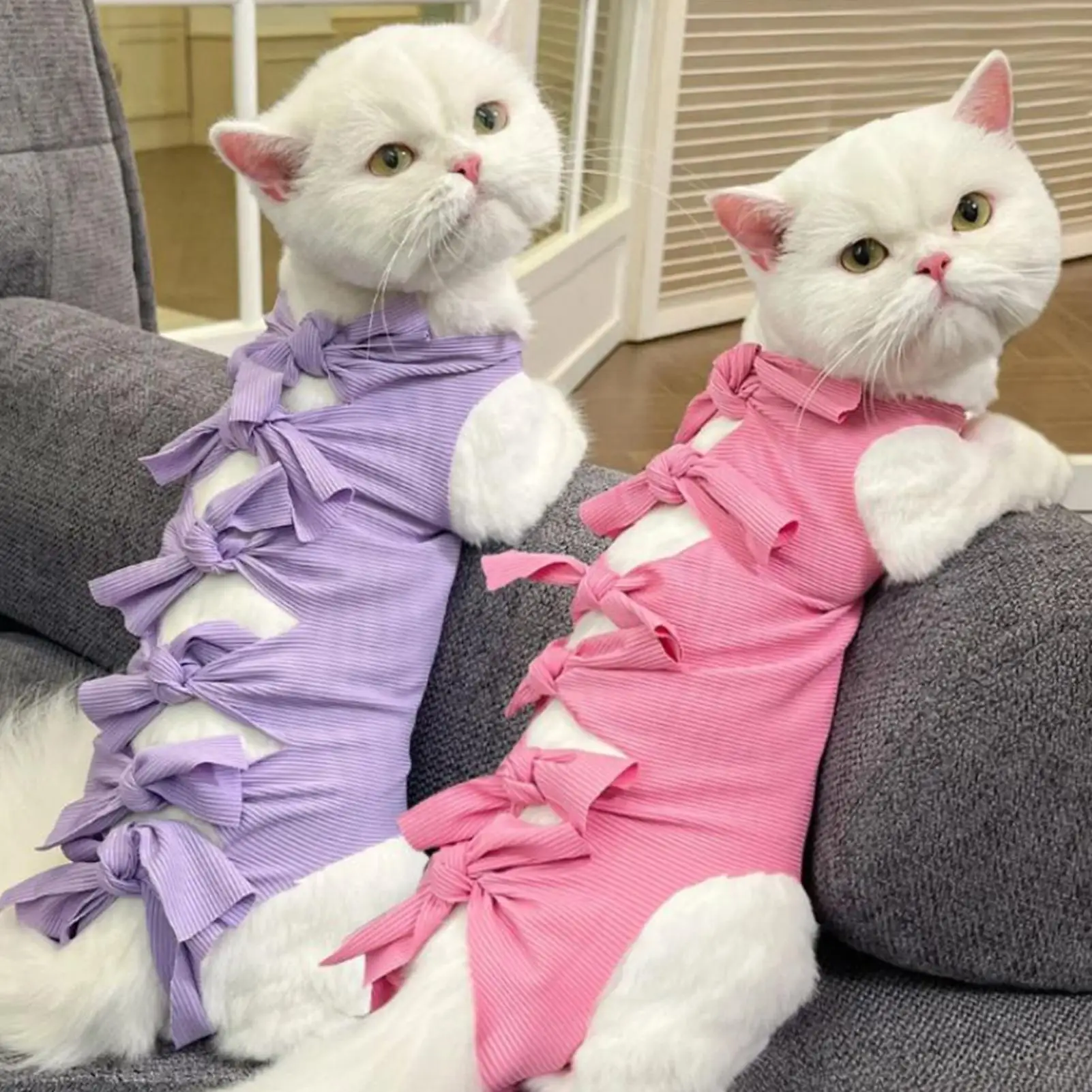 Cat Onesie For After Surgical Female Breathable Cat Surgical Suit Soft Vest Onesie Jacket For Spay Wound Lick Prevention Pet