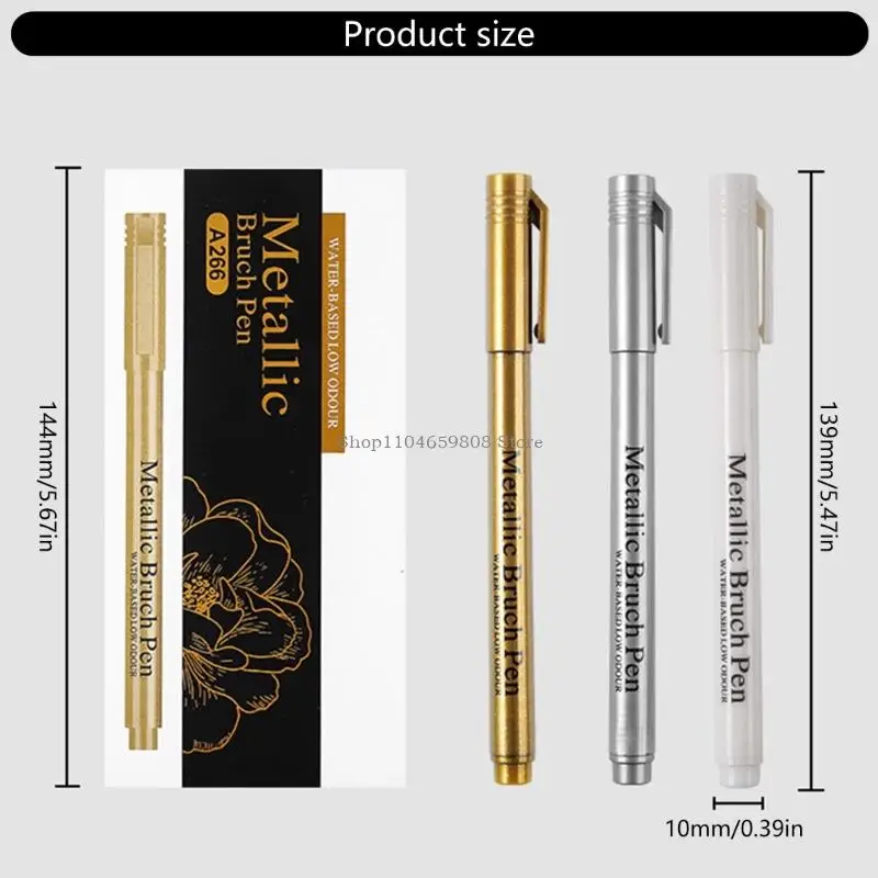 3Pcs Metallic Paint Pen Water Resistant Glittering Marker Pen For Card Making - Image 6