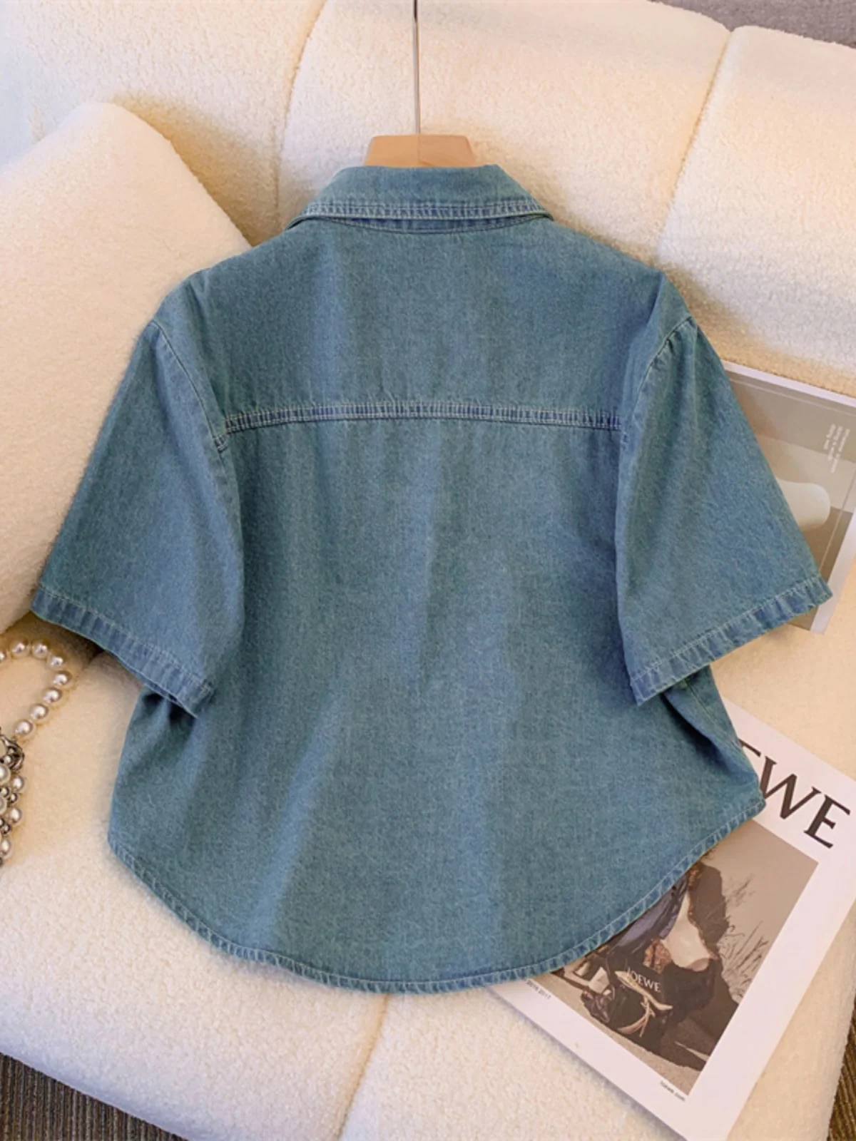 

Plus Size Spring 2025 Women's Summer Outerwear ort Sve Denim irt Jaet with Skirt awl Casual Loose Fit Thin Coat for plus Size