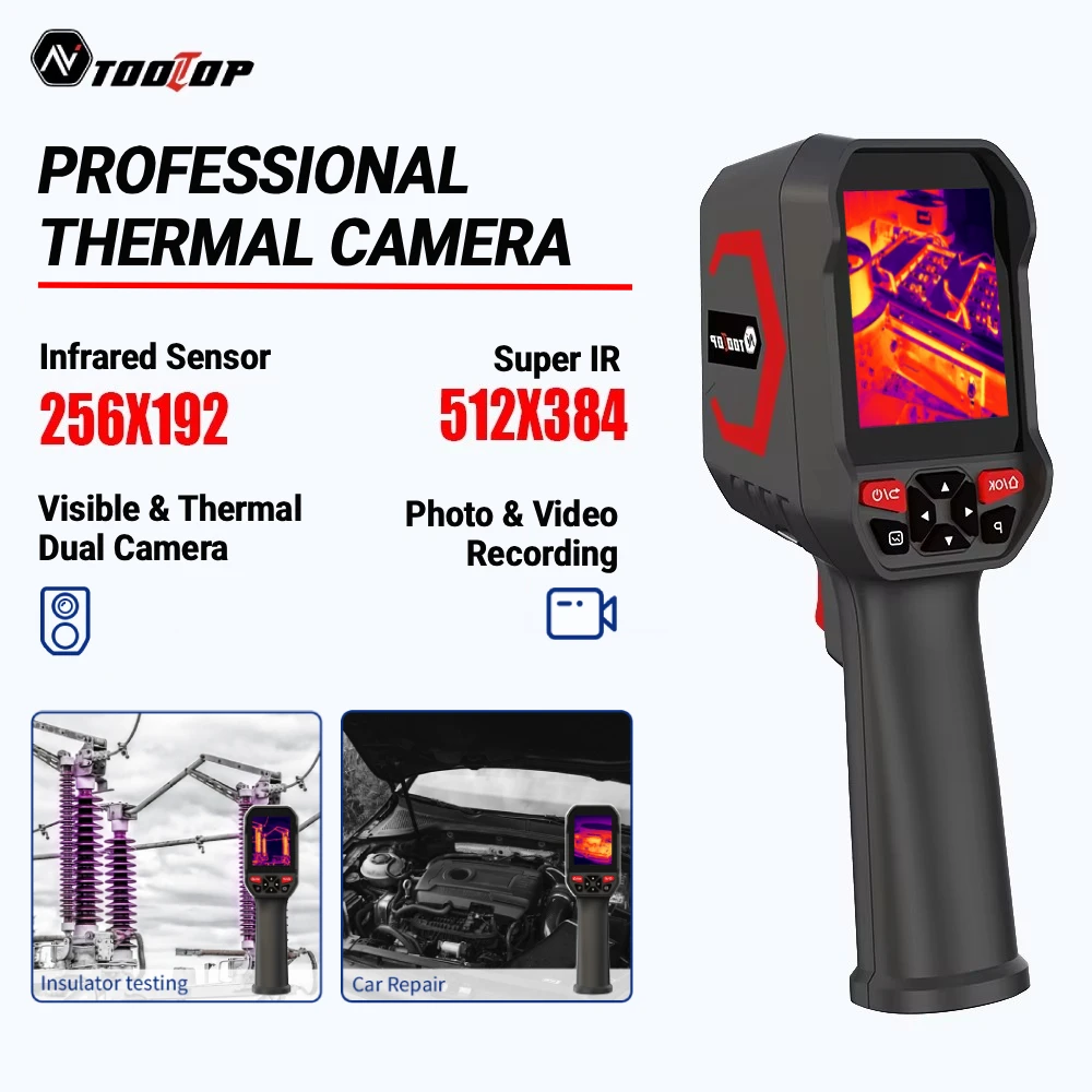    Caméra thermique haute résolution TOOLTOP ET693C 256*192, fusion de lumière visible 1080P, imageur thermique industriel 512*384 Super IR