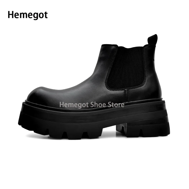 

Thick-Soled Chelsea Boots Men's British Style High-Grade Increase Breathable Comfortable Big Head Boots Mid-Top Ankle Boots