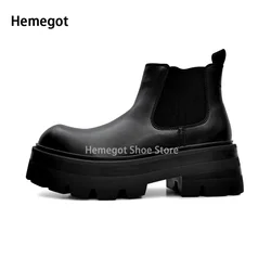 Thick-Soled Chelsea Boots Men's British Style High-Grade Increase Breathable Comfortable Big Head Boots Mid-Top Ankle Boots