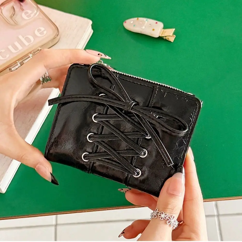 Casual Korean Style Bow Wallet Purse Ultra Thin Coin Pouch Short Clutch Zipper Card Bag Women