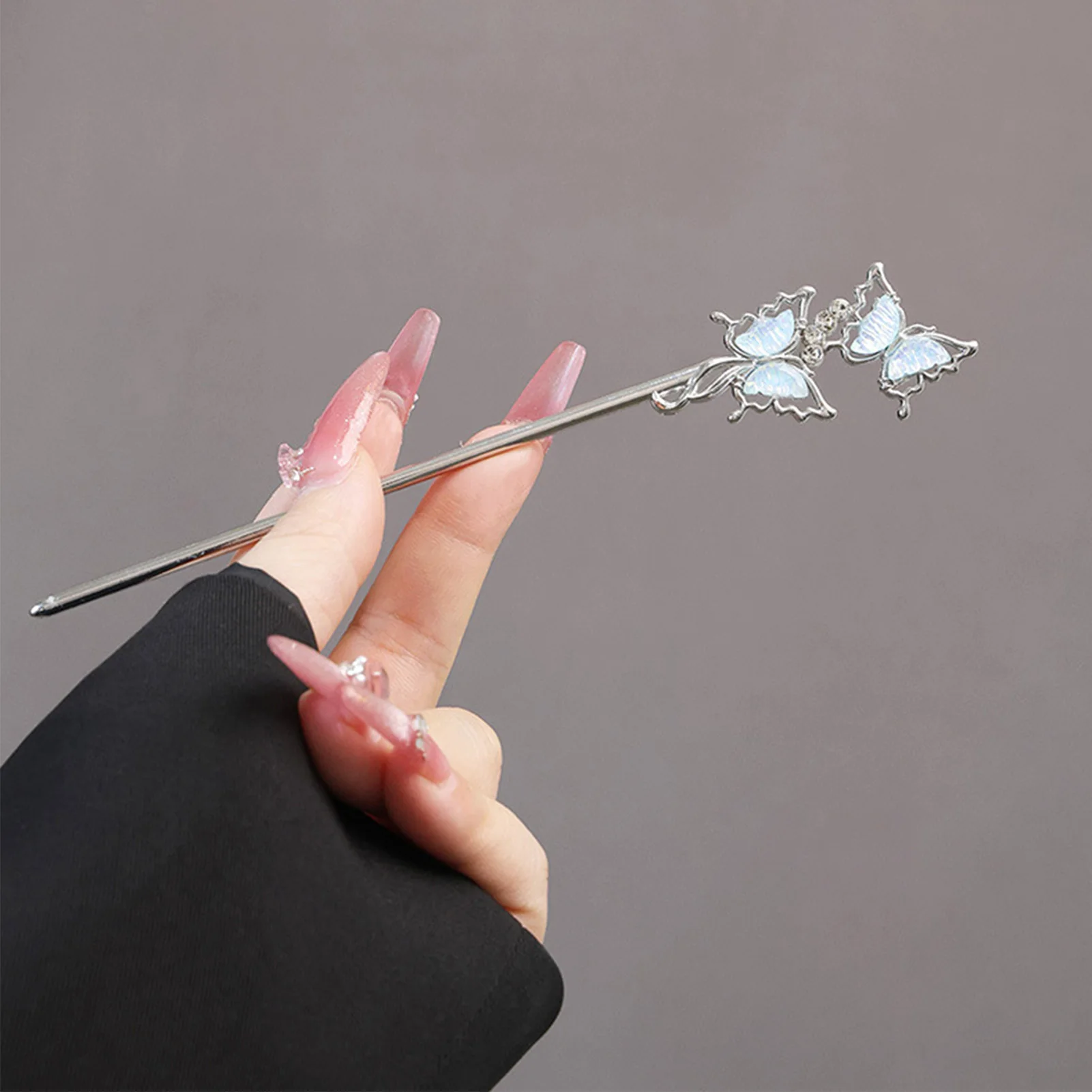 

Silver Color Metal Flower Hair Sticks Forks Elegant Butterlfy Hairpins Side Clips New Chinese Style Hair Jewelry for Women
