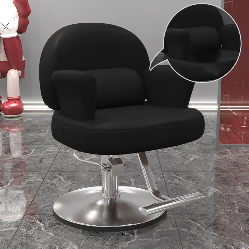 Light Luxury High-End Beauty Salon Furniture Durable Barber Chairs Synthetic Leather Lift Rotation Hairdressing Chair