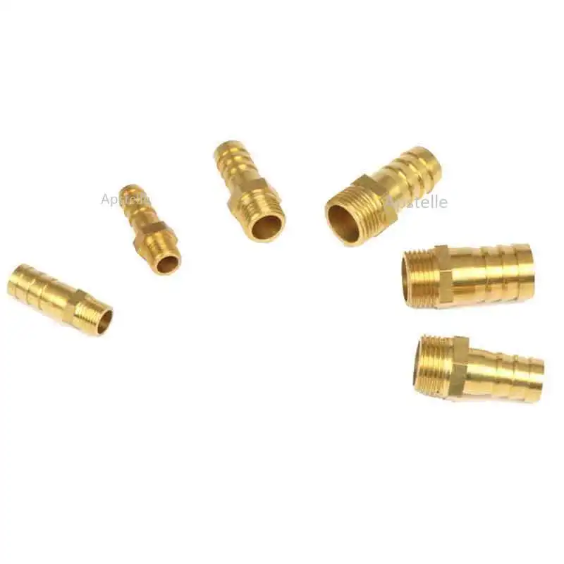 ท่อทองเหลือง 4 มม.6 มม.8 มม.10 มม.12 มม.19 มม.ท่อ Barb หาง 1/8 "1/4" 1/2 "3/8" BSP ชาย Connector Joint ทองแดง Coupler ADAPTER