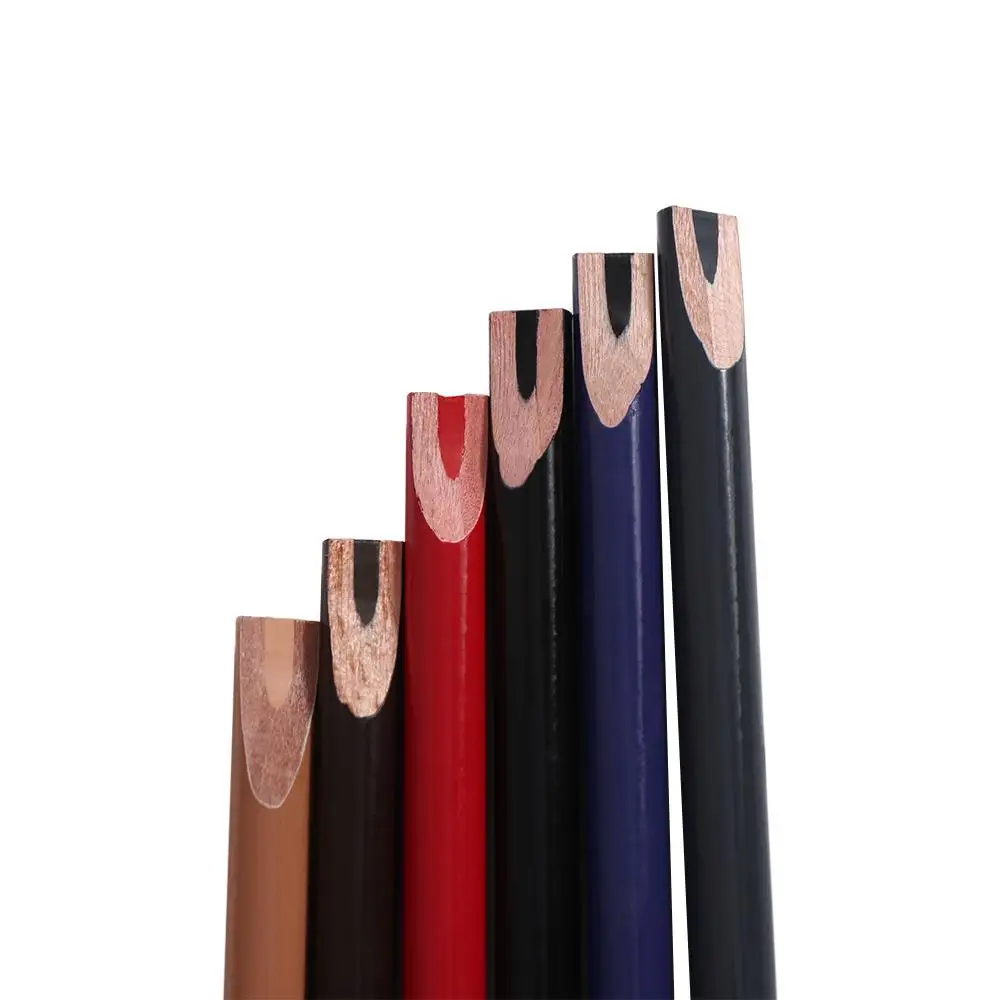 Lápiz de cejas de madera de 6 colores, tinte de cejas permanente de núcleo redondo de larga duración, negro, marrón, no manchado, PMU