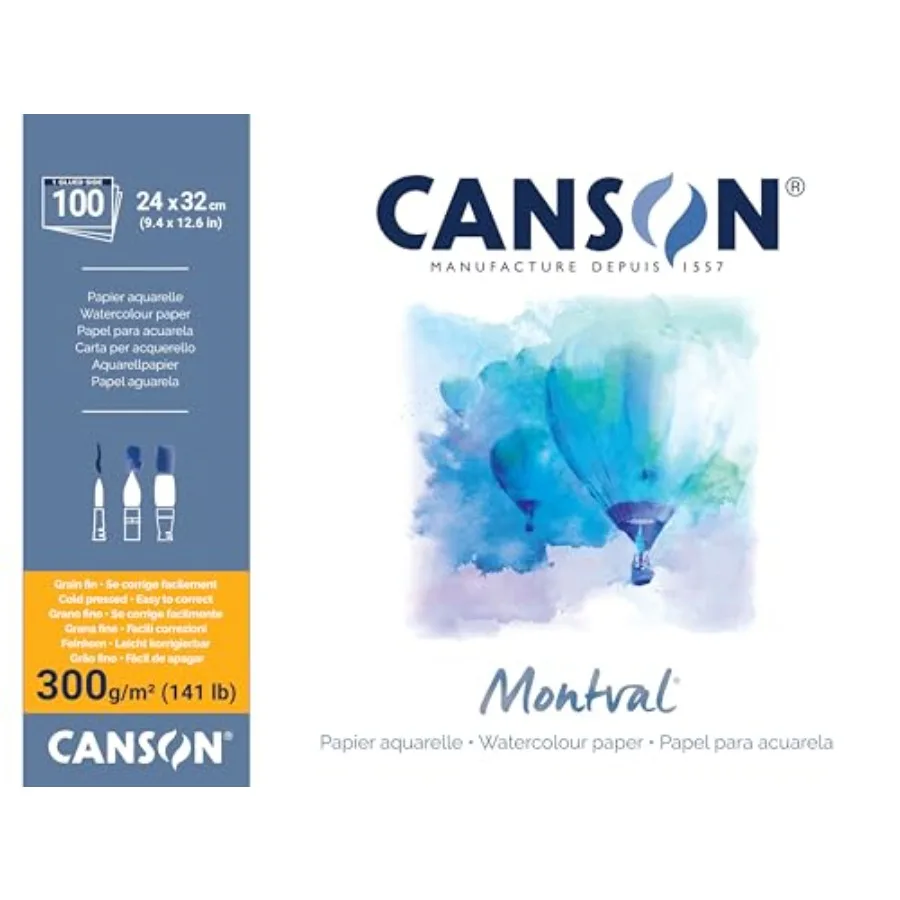

Montval Watercolour Practice Paper pad Including 100 Sheets Size:24x32cm Natural White and Cold Pressed Not