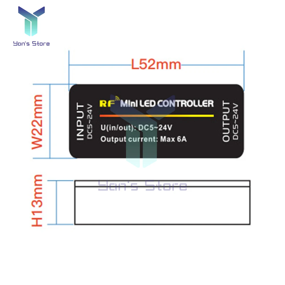 Mini LED Dimmer DC12V 6A 12A RF Wireless 14Key Remote Control Single Color LED Strip Lights 5V 12V 24V Driver DC Dimmer Switch