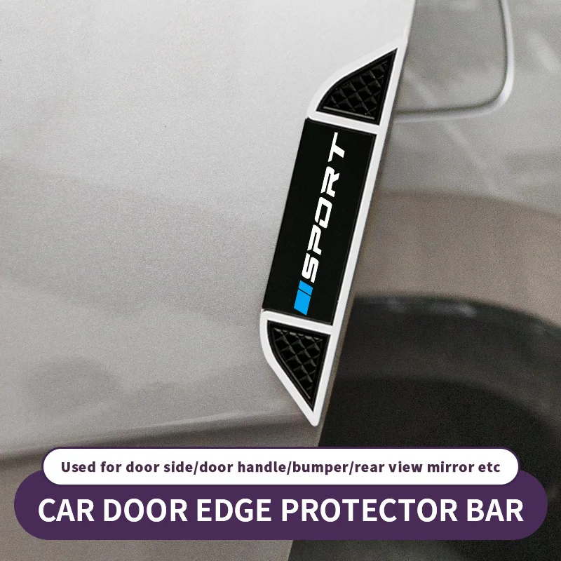 4-piece set of door crash strips, two blue SPORT car scratch resistant car stickers, door edge stickers