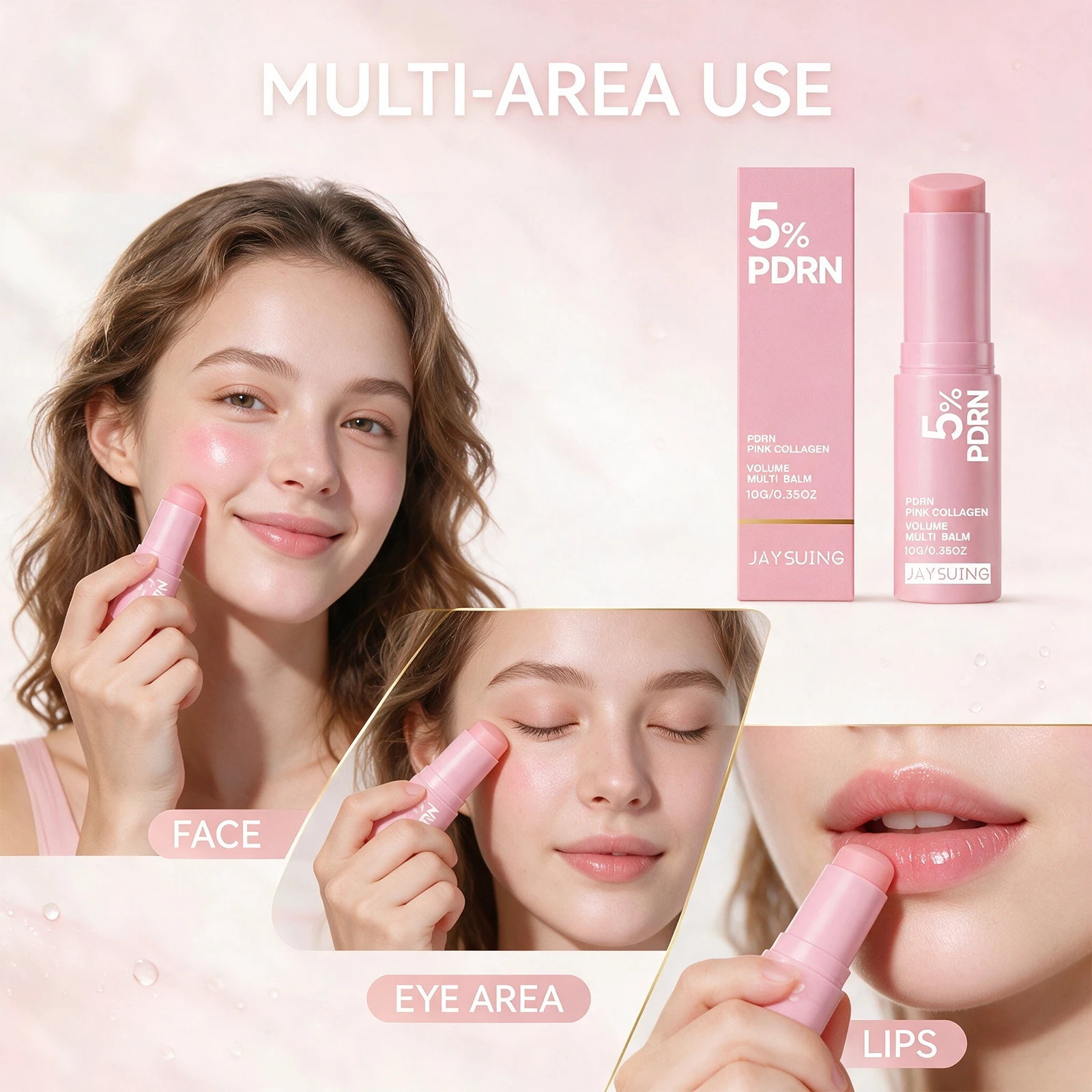 PDRN Collagen Multi Balm Stick Moisturizing Smoothing Softening Face Neck Lips Care Daily Hydration 10g