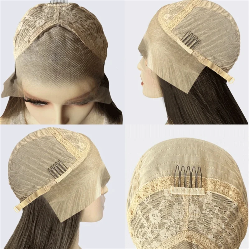 أعلى HD غلويليس الباروكات قصيرة مستقيم بوب أومبير البلاتين شقراء Balayage الفاخرة الاصطناعية الدانتيل شعر مستعار أمامي جزء مجاني جاهز للشحن