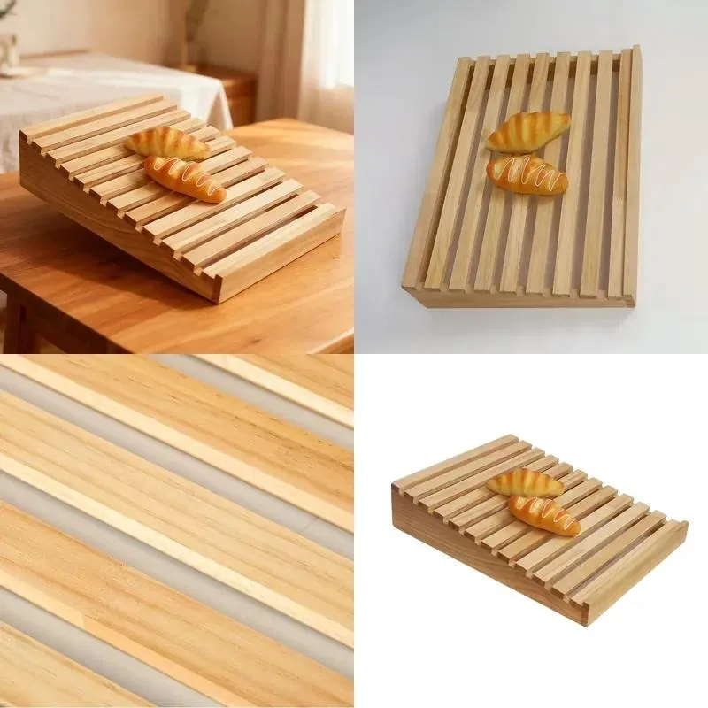 Movable Modern Minimalist Pine Slanted Panel Baking Display Cabinet Bread Rack with Upholstered Furniture
