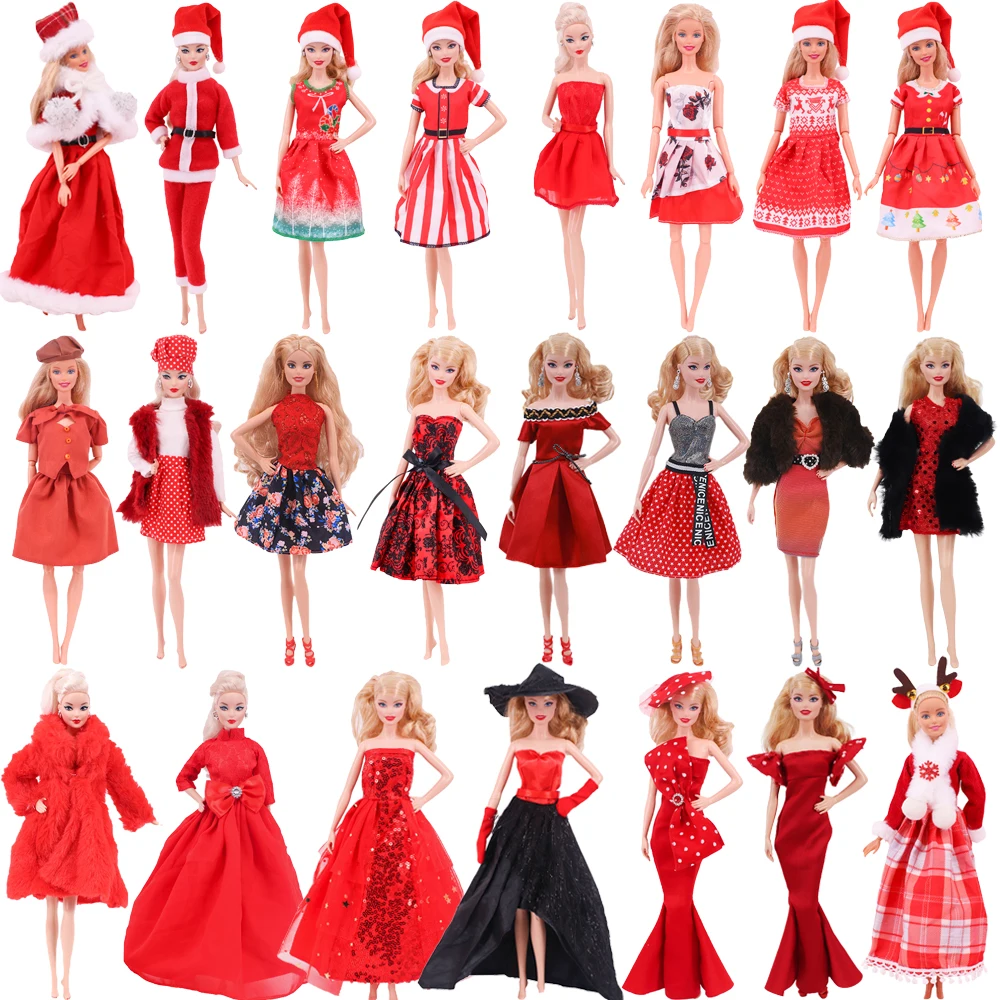 30Cm Doll Clothes Red Plush Overcoat Outfit Princess Dress Fashionable Suit For Barbies 11.8inch Doll Casual Clothing Girl Gift