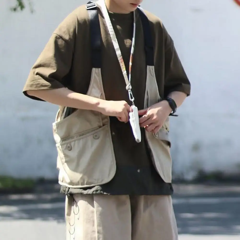 Chest Bag Vest Hip-Hop Style Adjustable Straps Design Multi Big Pockets Men Waistcoat Street Style Unisex Sports Vest Streetwear