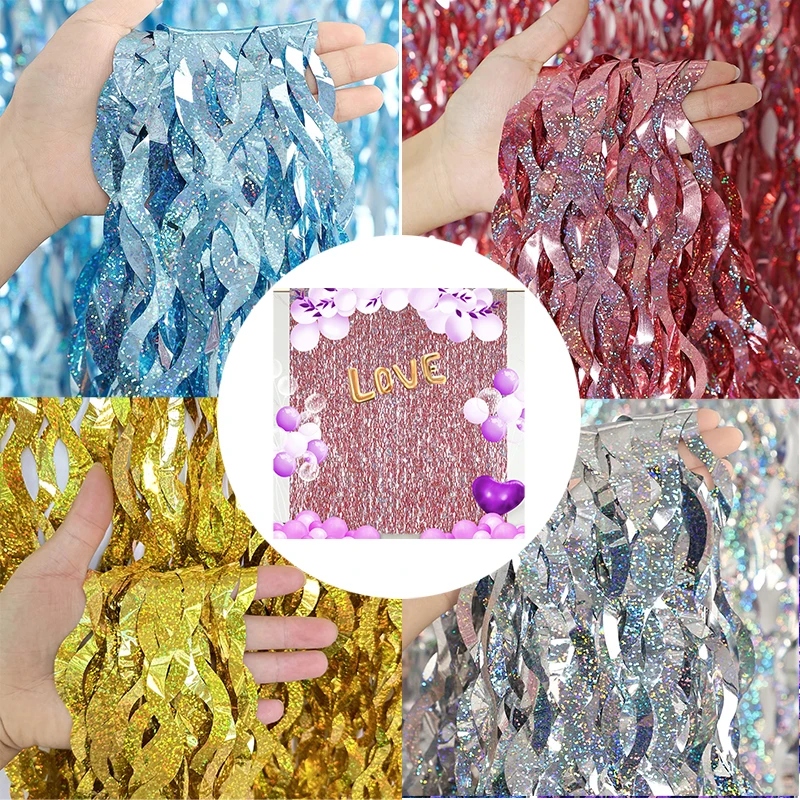 New Foil Fringe Laser Curtains Party Decorations Photo Backdrops for Birthday Wedding Christmas Graduation Party Decor