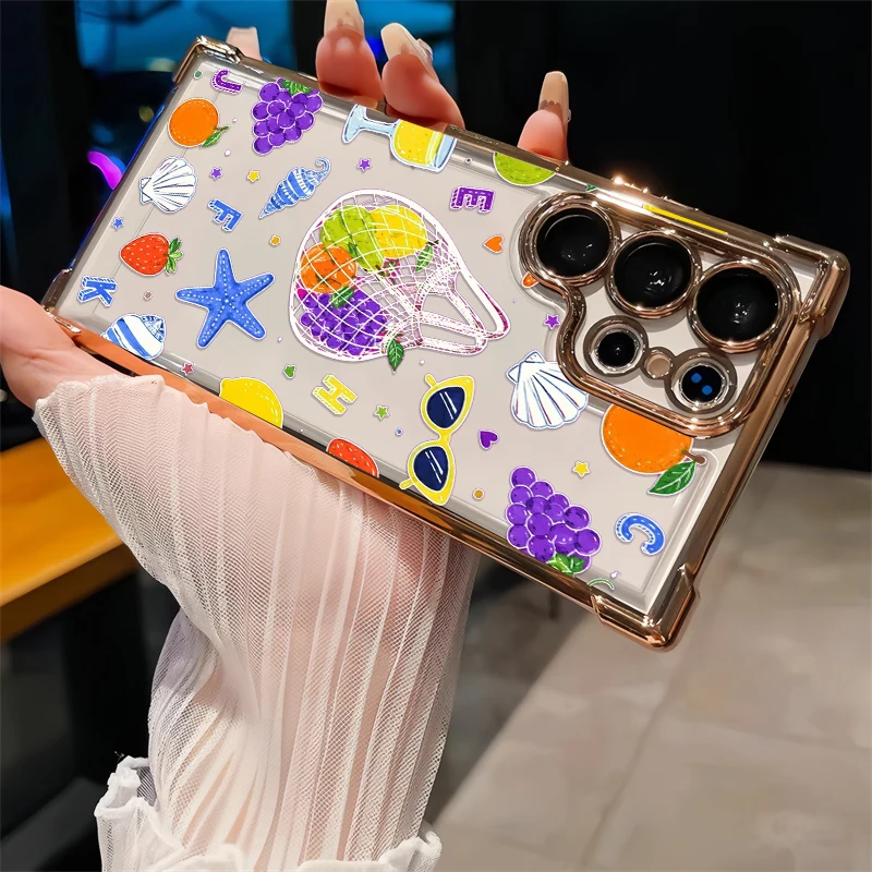 Drop Resistant Phone Case For Samsung Galaxy S26 Ultra S25 FE Edge S24 Plus Slim Lightweight Silicone INS Food Fruit Covers Capa