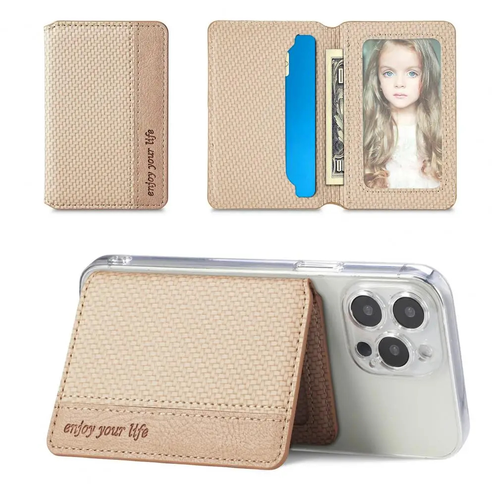Phone Card Holder  Durable Multifunctional Faux Leather  Magnetic Phone Case Sticker Rack Phone Accessories