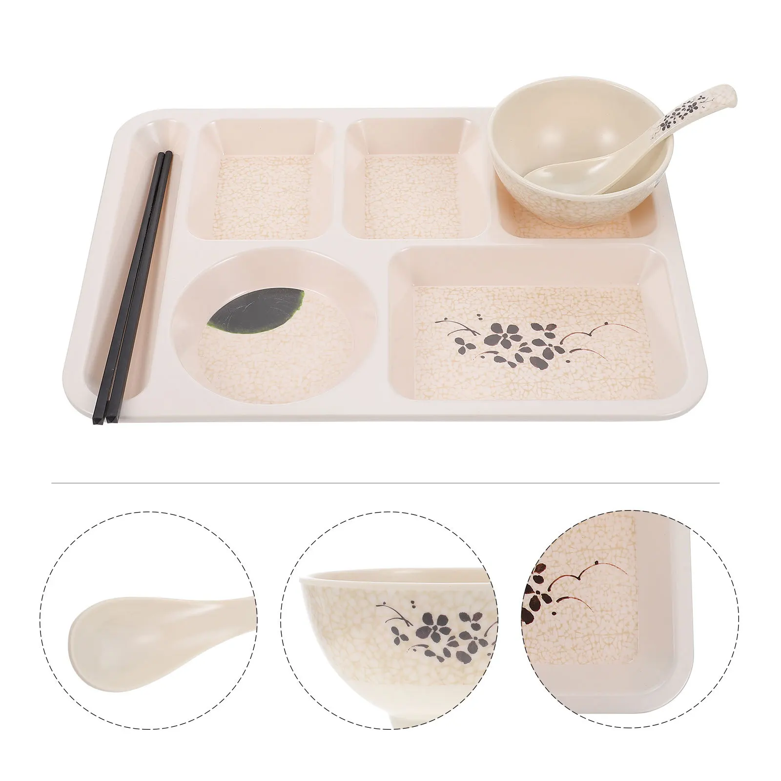 

1Set Creative Melamine Dumpling Plate Set Imitation Porcelain Multi-Grid Practical Food Plates for Home Restaurant
