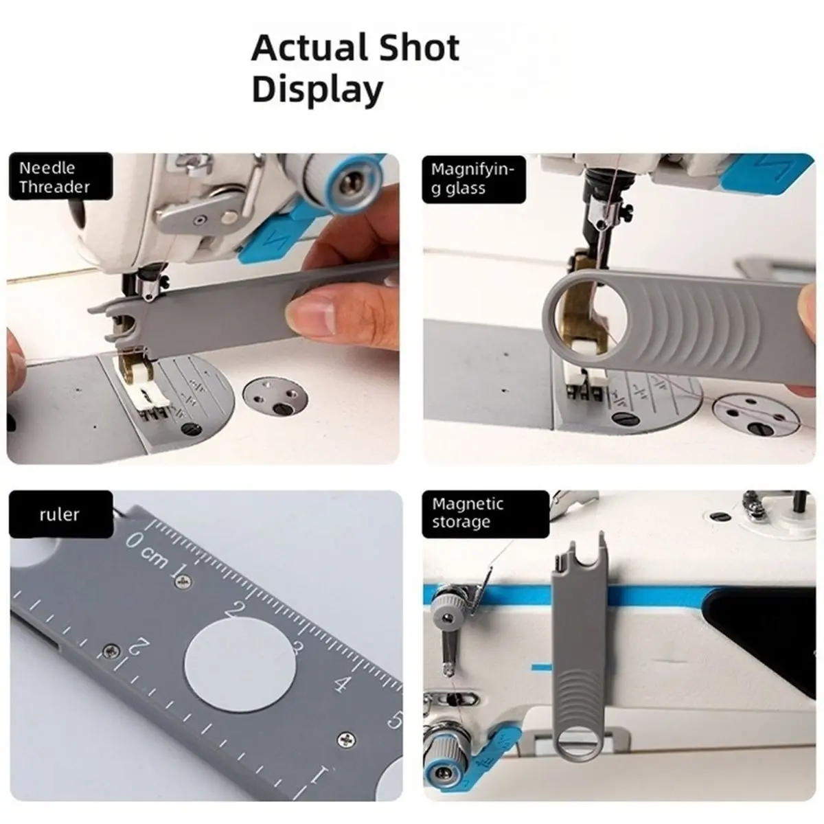 Multifunctional Needle Threader with Built-in Ruler, Convenient Storage Sewing Machine Accessories