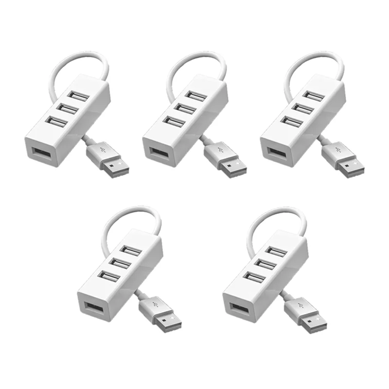 5Pcs Hub USB Multi 2.0 Hub USB Splitter Power Adapter High Speed 4 Port All in One for PC Windows Computer Accessories A