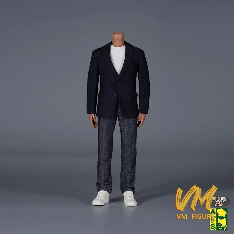 1/6 Męski strój rekreacyjny: marynarka, podkoszulek, jeansy, regulowany pasek, buty, ubrania, model pasujący do 12-calowych figurek żołnierzy i lalek.