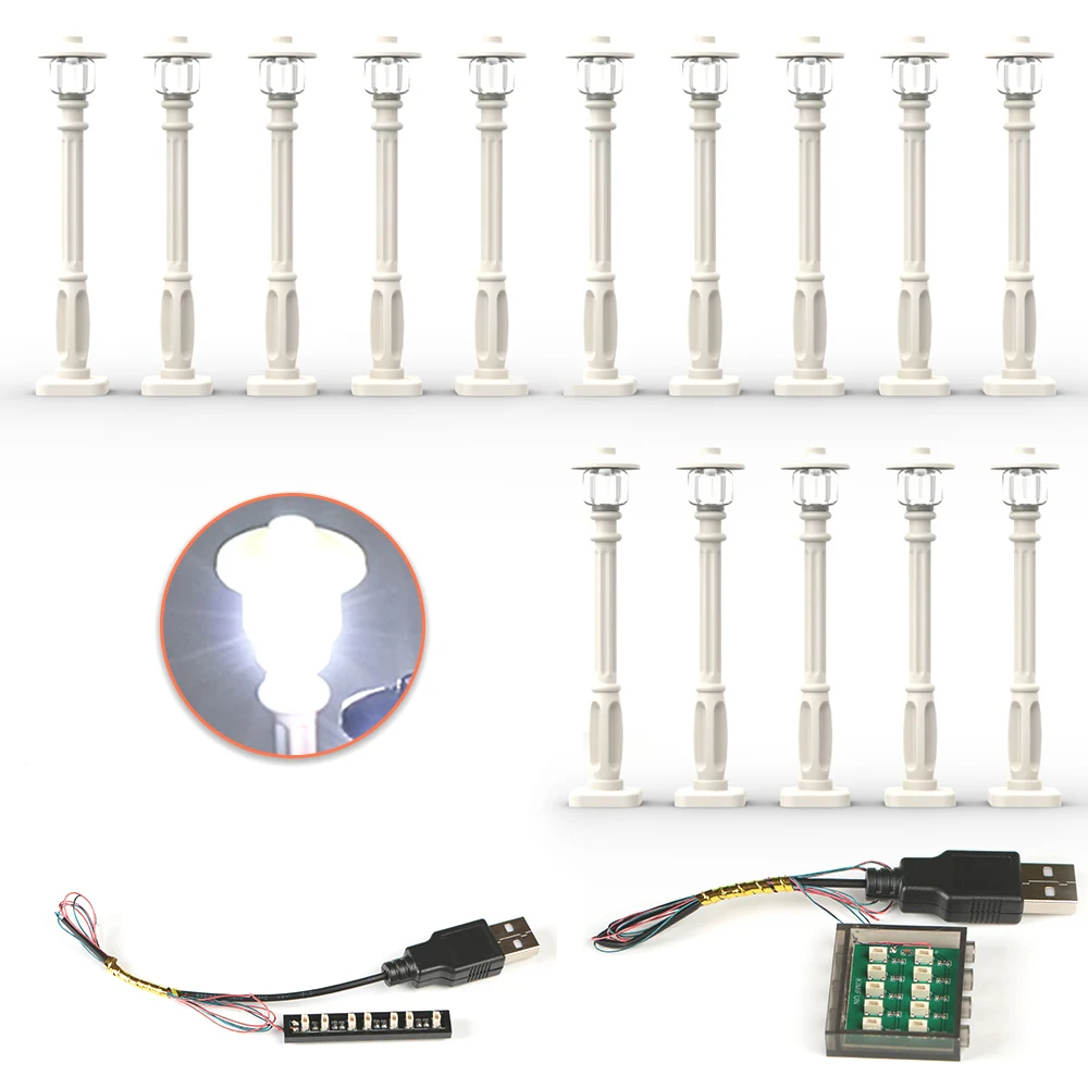 15 stks Stad Straat Licht Led (10 in 1 USB Aangedreven) Bouwsteen Lamp MOC Compatibel met Bakstenen DIY 2039 11062 - afbeelding 1
