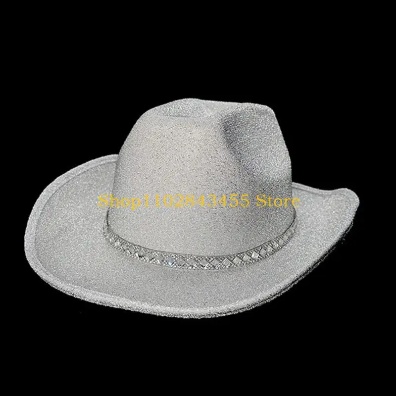 49MC Cowboy Hat Fedora Bachelorette Party Prop Glitter Cowgirl Hat Western Cowboy Hat Bachelorette Party Hat For Bridal Party