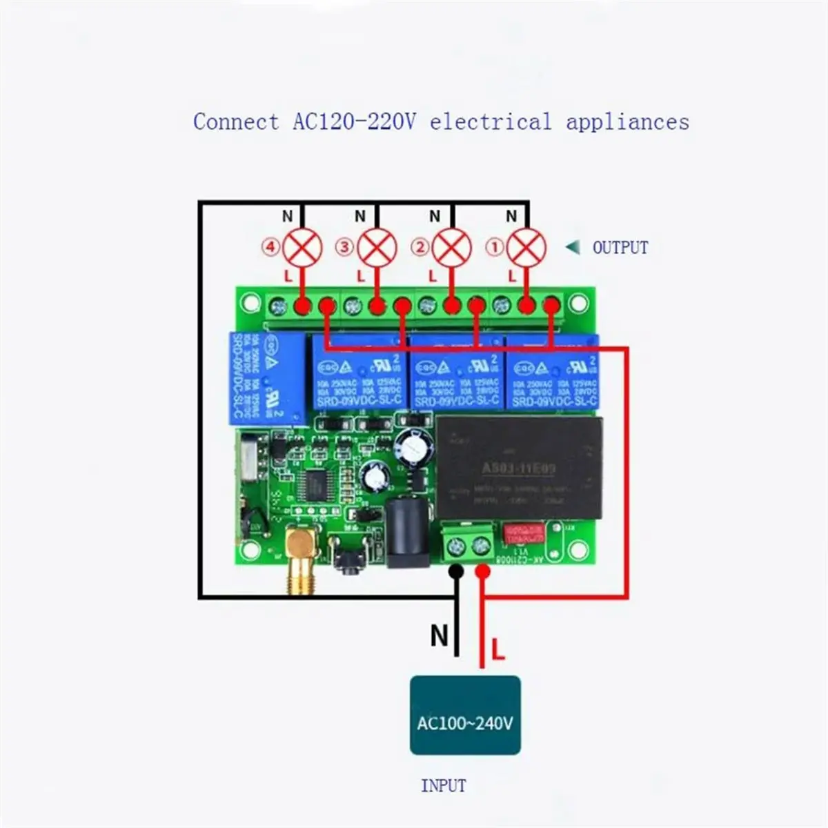 A32I 433MHz Universal Wireless Remote Control DC12-36V 4CH Relay Radio Controller Receiver Module Switch Garage Opener