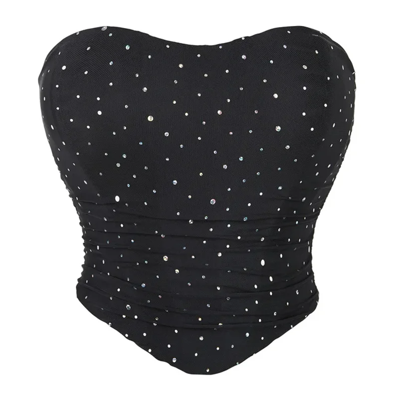 Corset Top Cropped Women Fashion Corsets and Bustiers Victorian Overbust Band Sequin Shapewear Waist Black Pink Blue