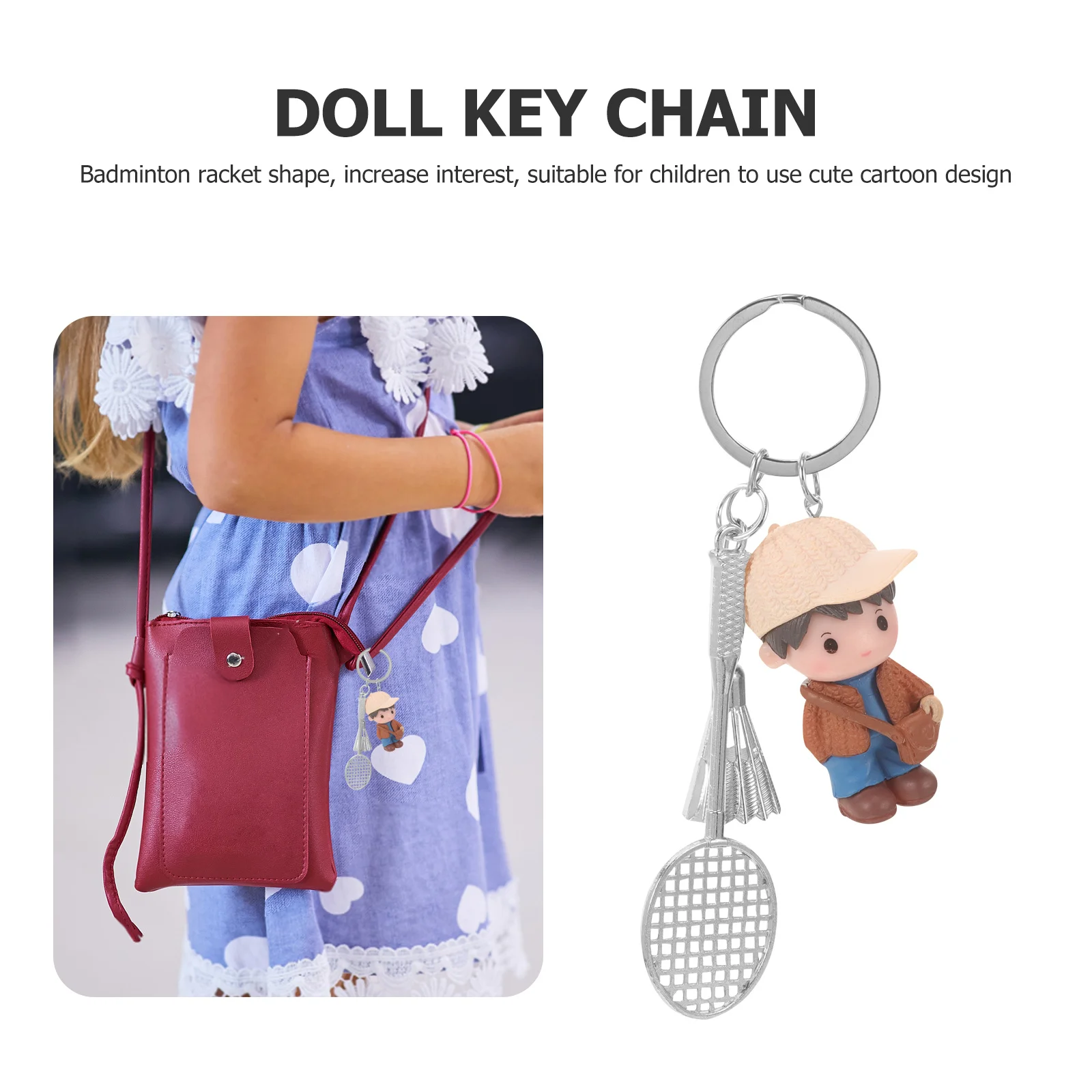

Badminton Keychain Creative Durable PVC Pendant Lightweight Small Size Bag Hanging Key Ring Cartoon Sports Keychains Birthday