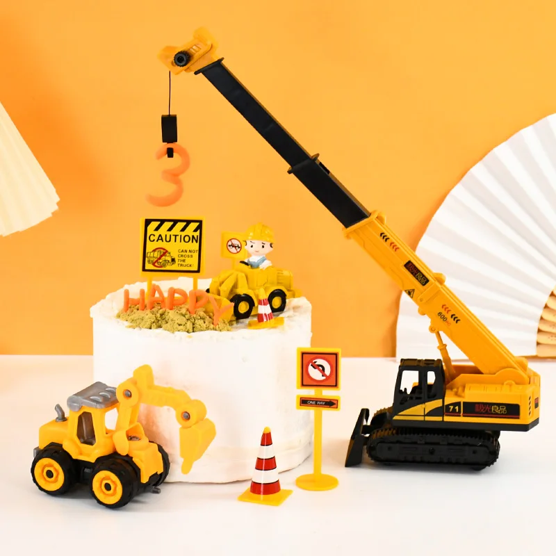 

Construction Birthday Cake Decor Roadblock Sign Excavator Cake Topper Construction Party Gift Birthday Baby Shower Cake Baking