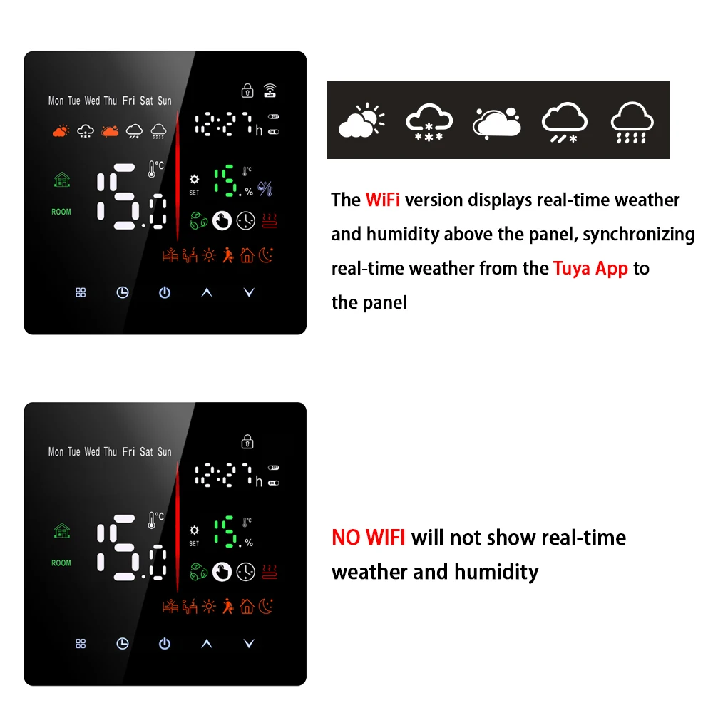 Tuya WiFi Smart Thermostat Electric Floor Heating TRV Water Gas Boiler Temperature Voice Remote Controller for Google Home Alexa