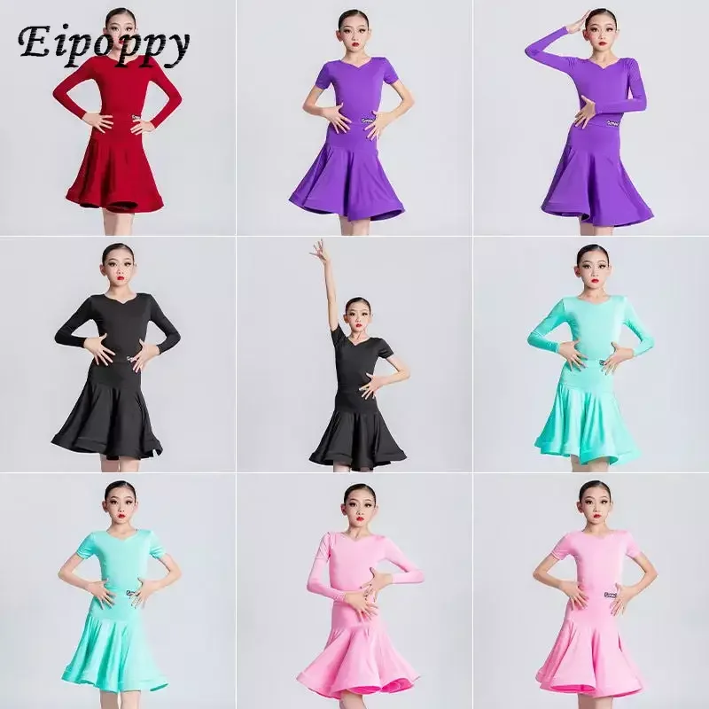 女の子の大きなスイングドレス、プロの競技、子供のlatinトレーニング、新しいパフォーマンス