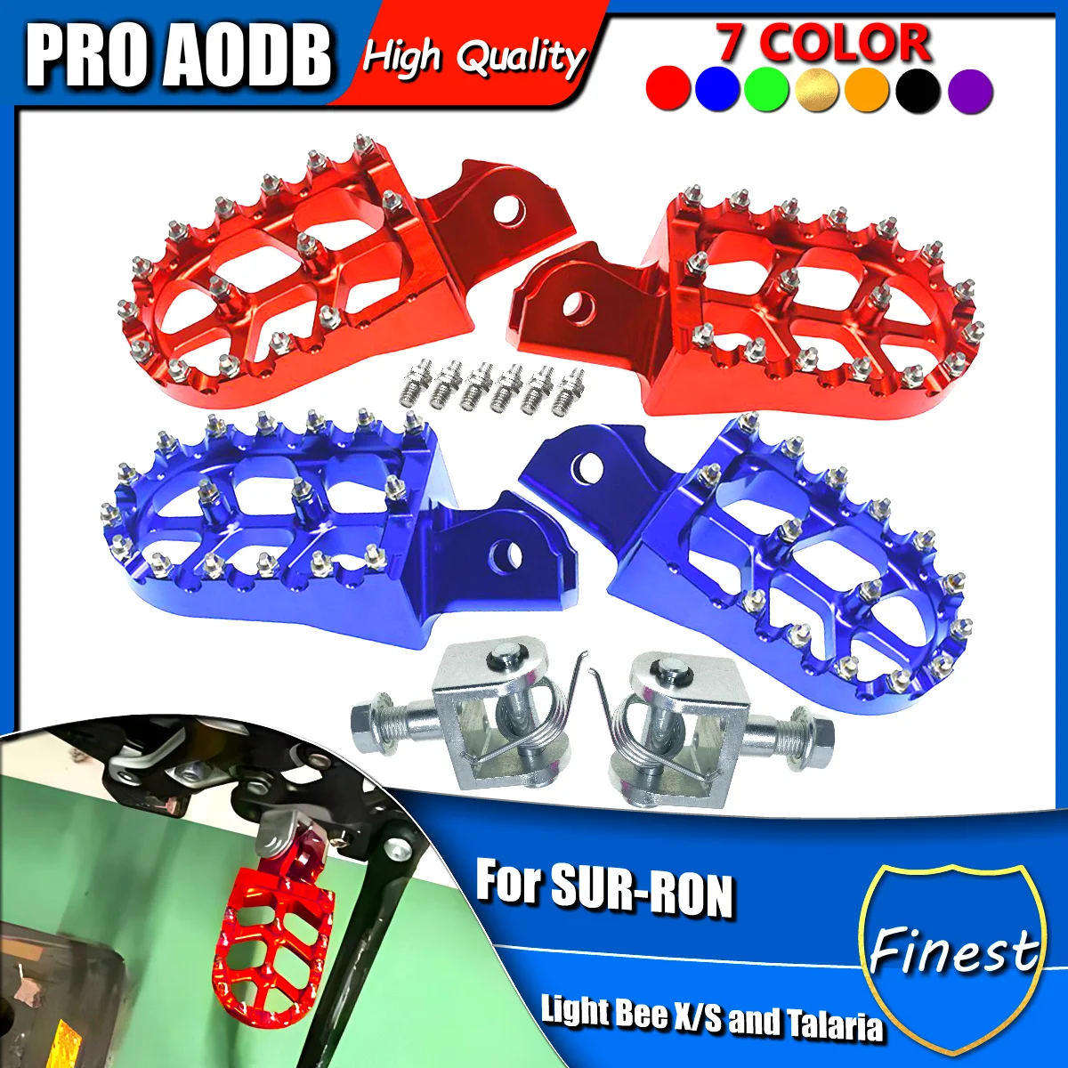 

Motorcycle durable Aluminium Footpegs Foot Pegs Rests Pedal and connection bracket For Sur-Ron Light Bee X & Light Bee S