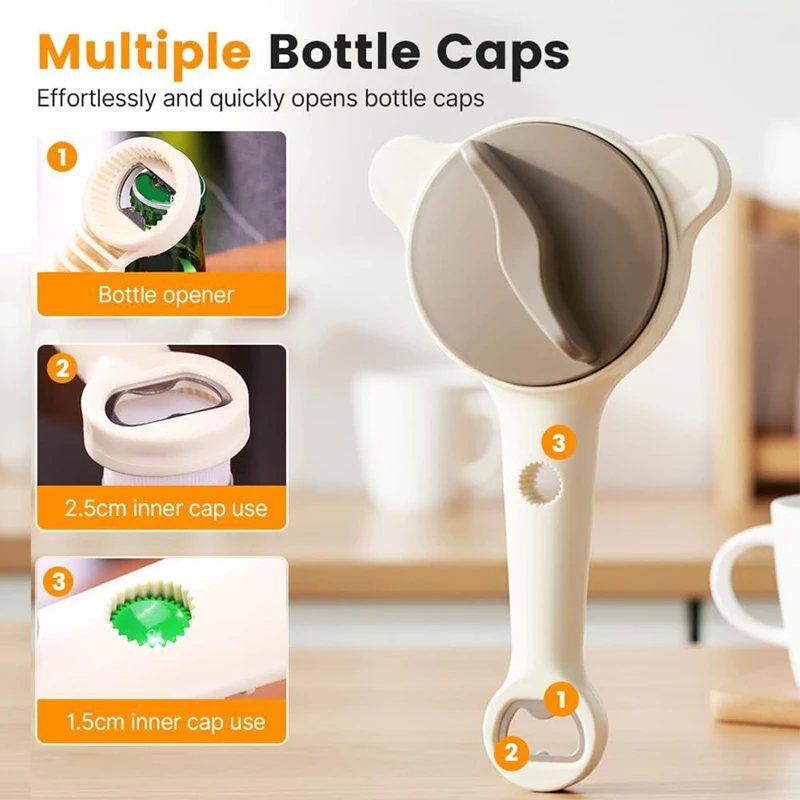 

Многофункциональная вращающаяся открывалка для бутылок, мощная открывалка для консервных банок, регулируемая противоскользящая открывалка для крышек, подходит для различных размеров контейнеров