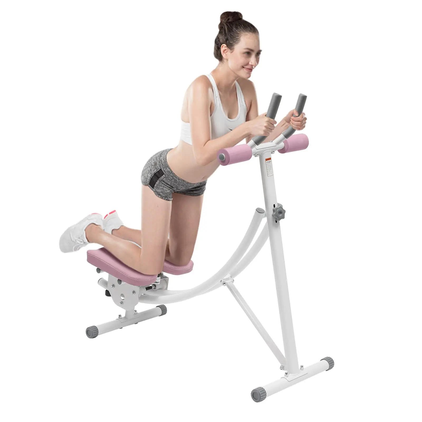Máquina de ejercicio Ab Cruncher plegable, entrenador central, banco para sentarse y moldeador lateral, 330 libras con monitor LED, gimnasio en casa