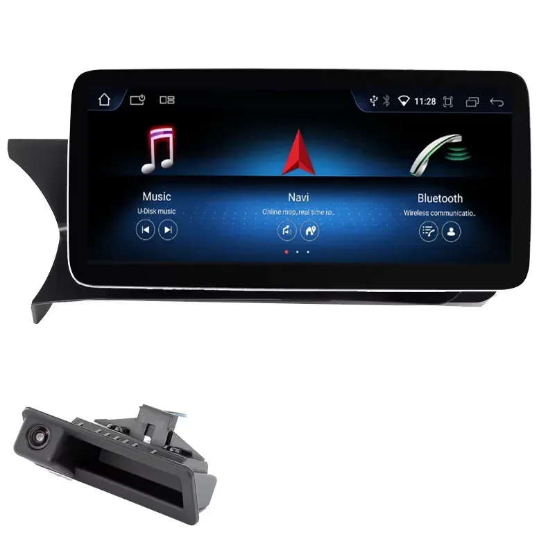 12.3-Inch Wireless Carplay Android 14 Car Multimedia Screen for C200 C180 W204 W205 with DSP RGB OBD2 WIFI 4G