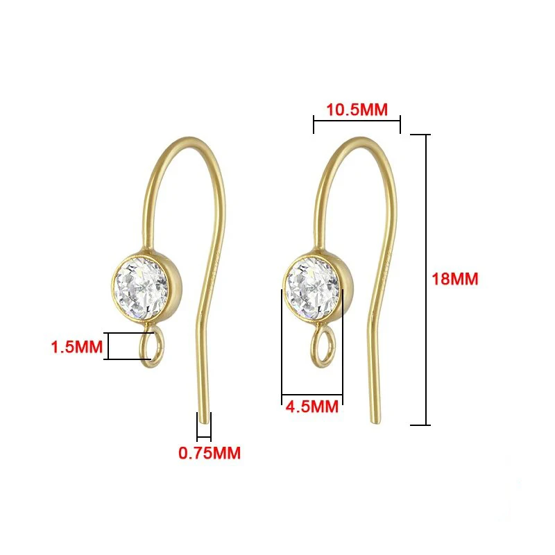 3A CZ Ear Wire w / Ring 14K Gold Filled Ear Wire 4MM Zircon Bezel Ear Wire Jewelry Making Handmde DIY Earrings Accessories