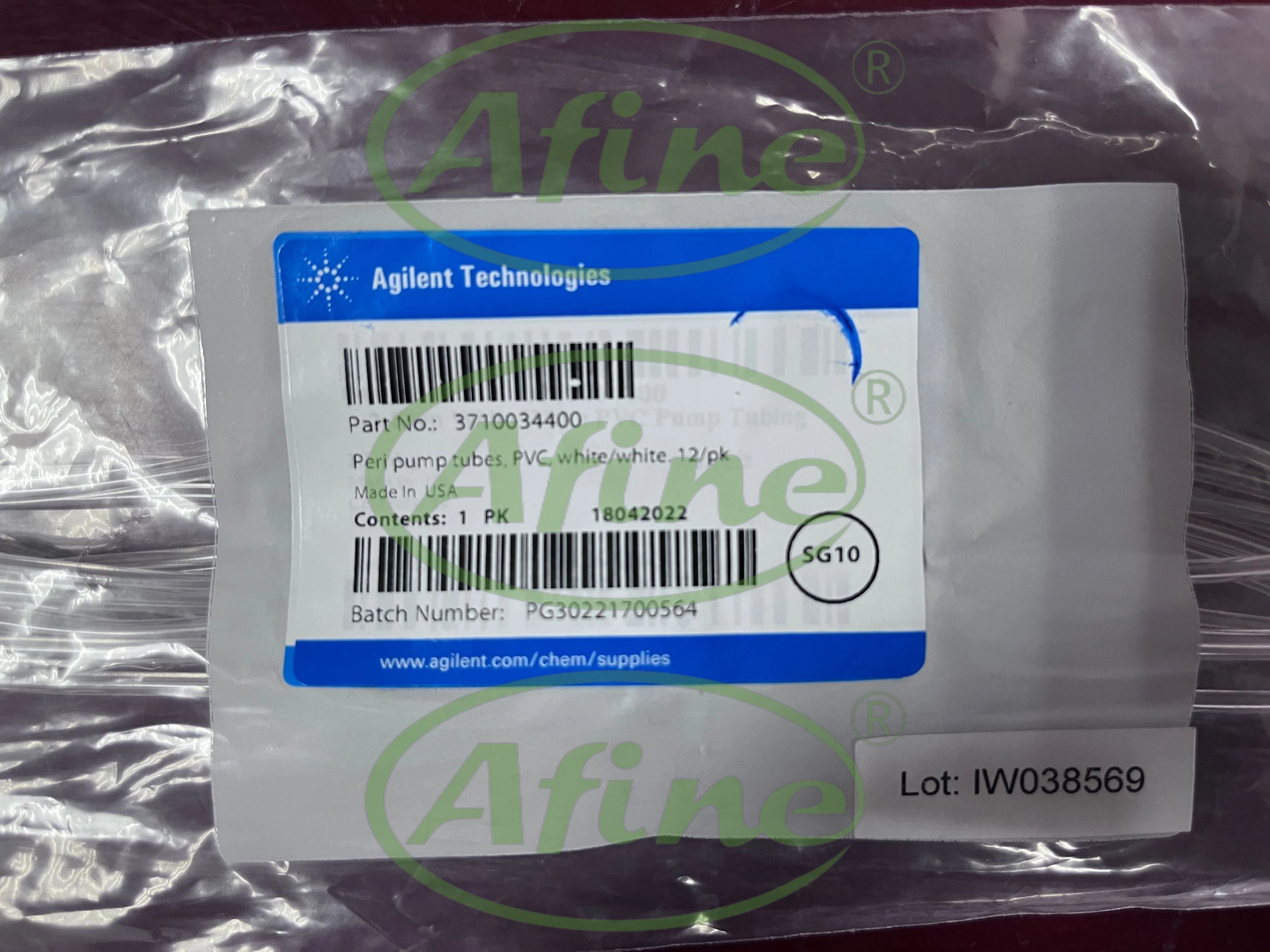 AFINE Aqueous PVC Peristaltic Pump Tubing, Agilent 3710034400, White/White, 12/Pk