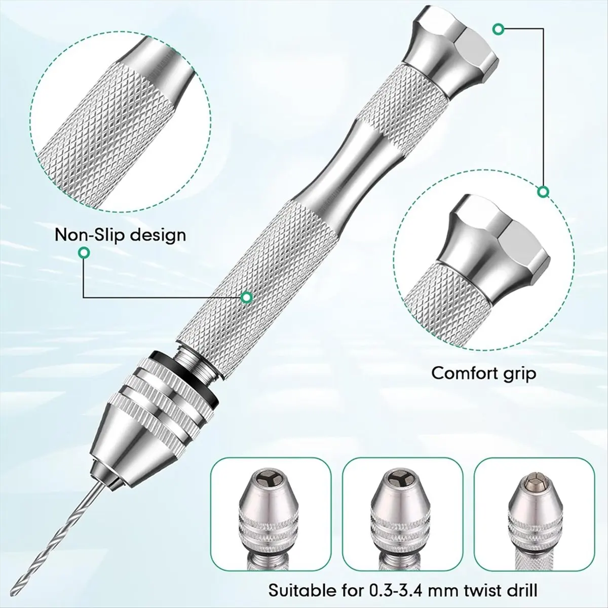PROMOTION!Craft Carving 57-Piece Hand Drill Set, Micro Twist and PCB Mini Drill Bits for DIY Jewelry Silver