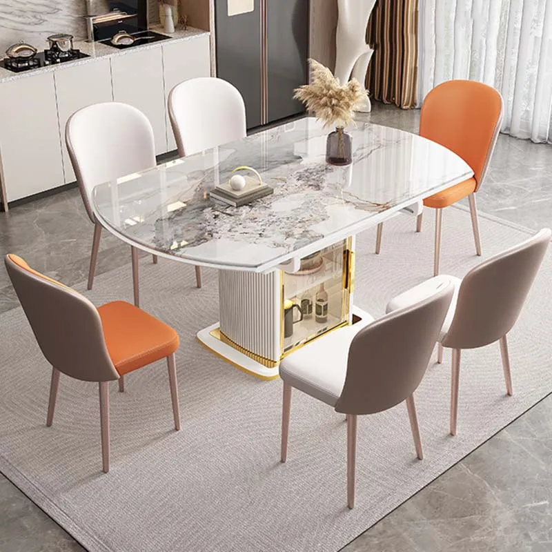 

-For Kitchen Unique Dining Table Modern Extendable Long Design Luxury Table Folding Round Nordic Service Muebles Postmodern Furn